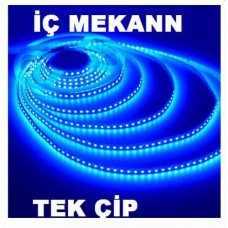 Mavi Işık 5 Metre 12 Volt Tek Çipli Iç Mekan 40x40 Şerit Led